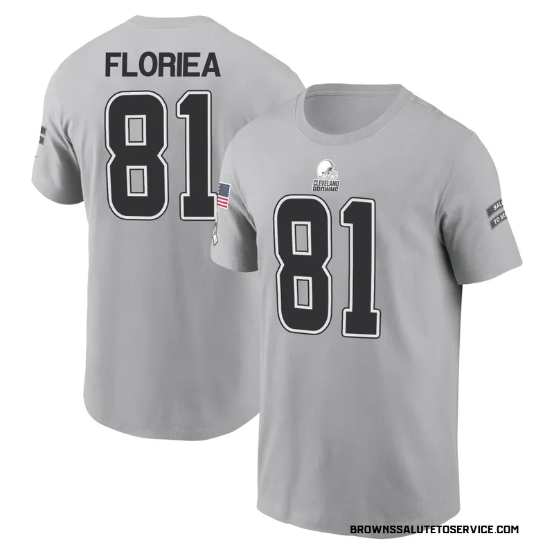 Youth Luke Floriea Cleveland Browns Gray 2024 Salute to Service Name & Number T-Shirt