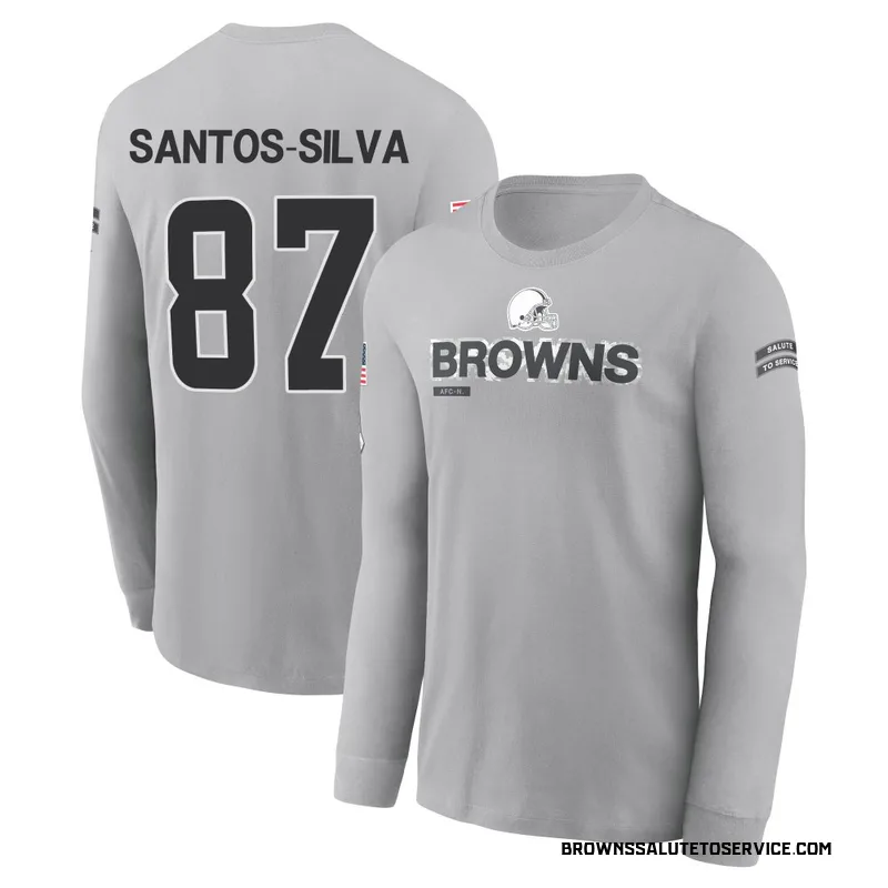 Youth Marcus Santos-Silva Cleveland Browns Gray 2024 Salute to Service Long Sleeve T-Shirt