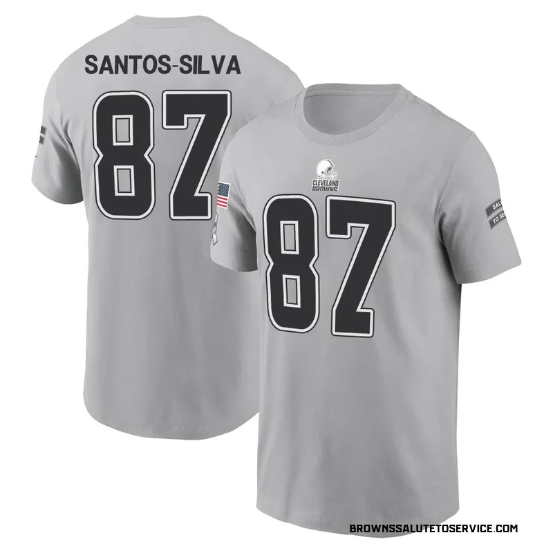 Youth Marcus Santos-Silva Cleveland Browns Gray 2024 Salute to Service Name & Number T-Shirt