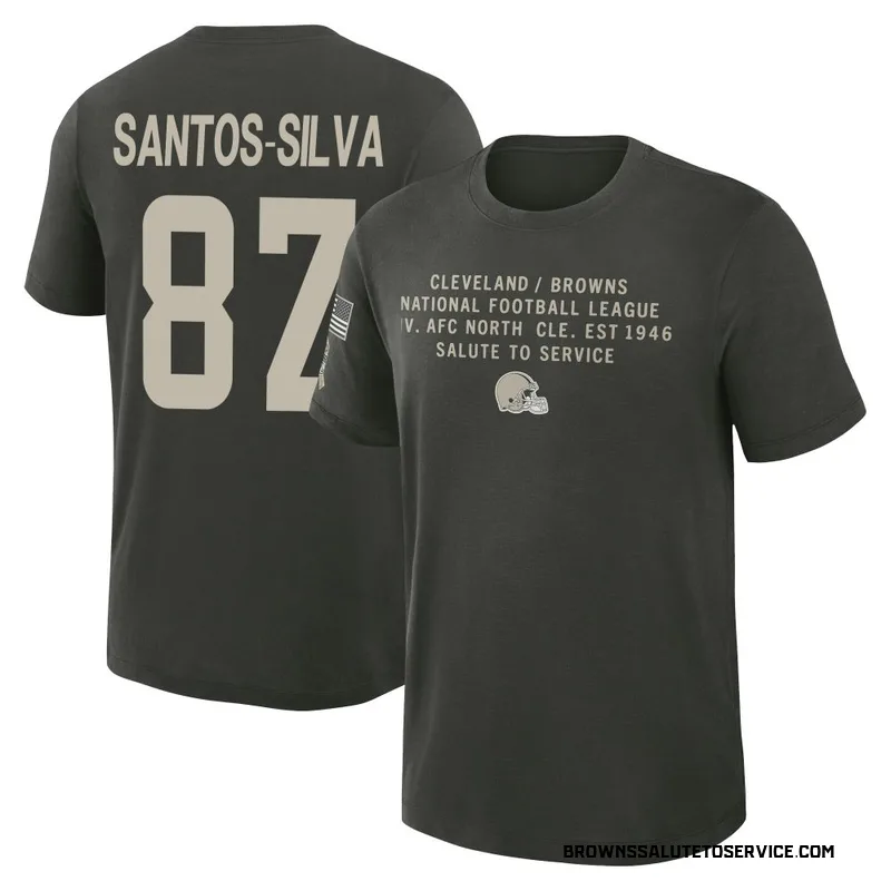 Youth Marcus Santos-Silva Cleveland Browns Green Dark/ 2025 Salute to Service Sideline Slub T-Shirt