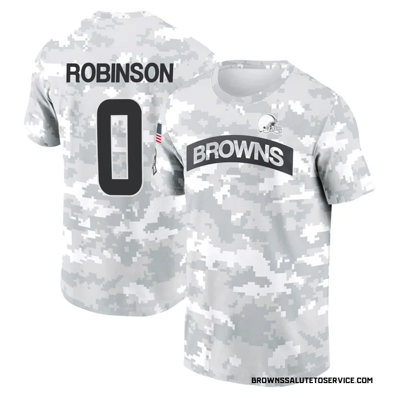 Youth Mark Robinson Cleveland Browns Camo Arctic 2024 Salute to Service Performance T-Shirt