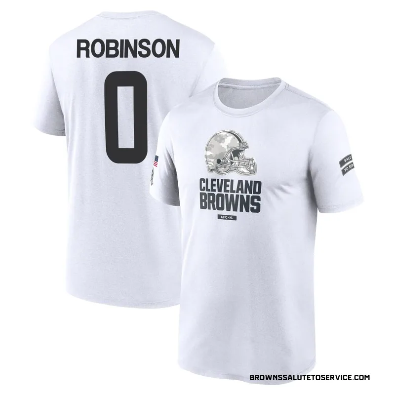 Youth Mark Robinson Cleveland Browns Legend White 2024 Salute to Service Performance T-Shirt