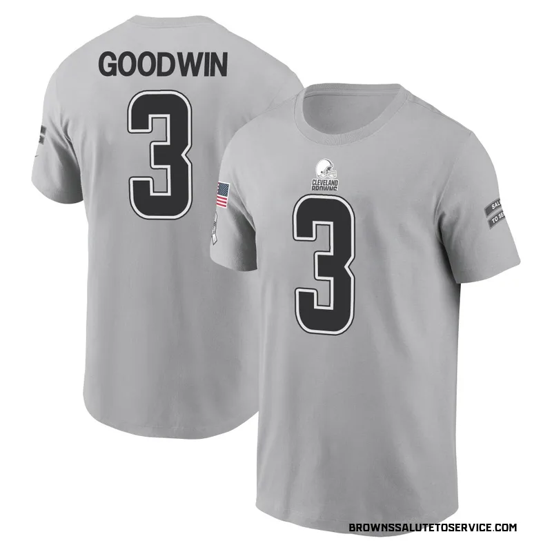 Youth Marquise Goodwin Cleveland Browns Gray 2024 Salute to Service Name & Number T-Shirt