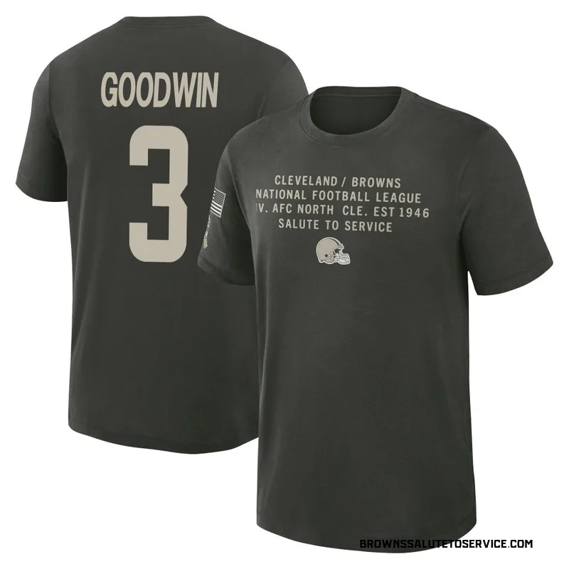 Youth Marquise Goodwin Cleveland Browns Green Dark/ 2025 Salute to Service Sideline Slub T-Shirt