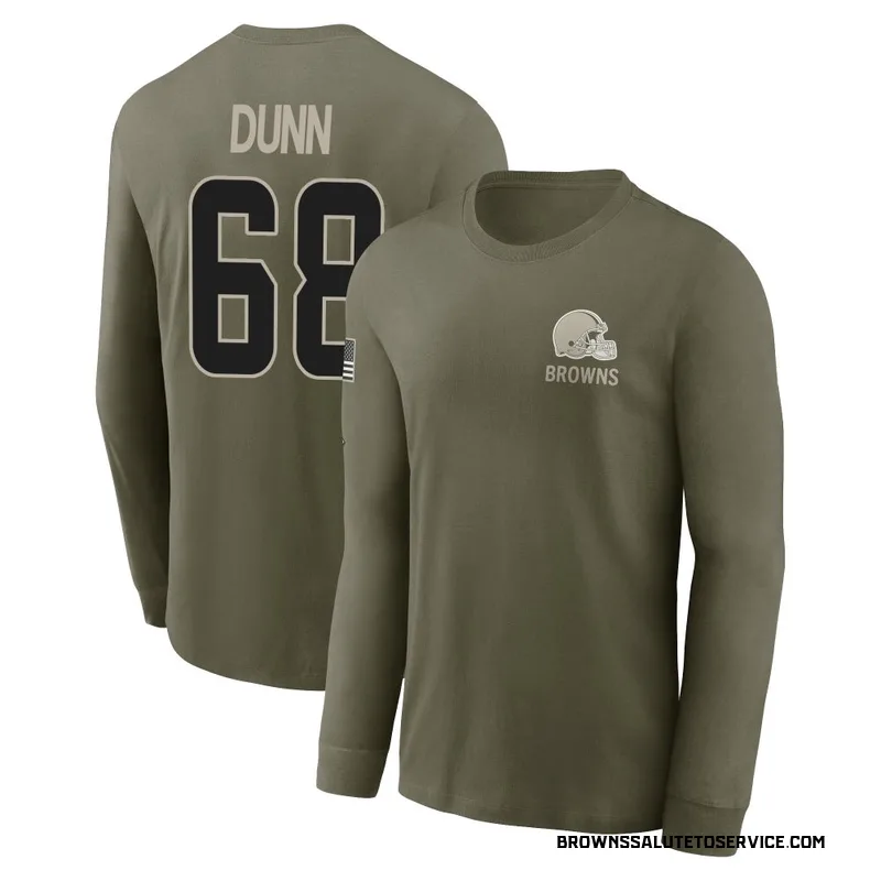 Youth Michael Dunn Cleveland Browns Olive 2025 Salute to Service Sideline Long Sleeve T-Shirt