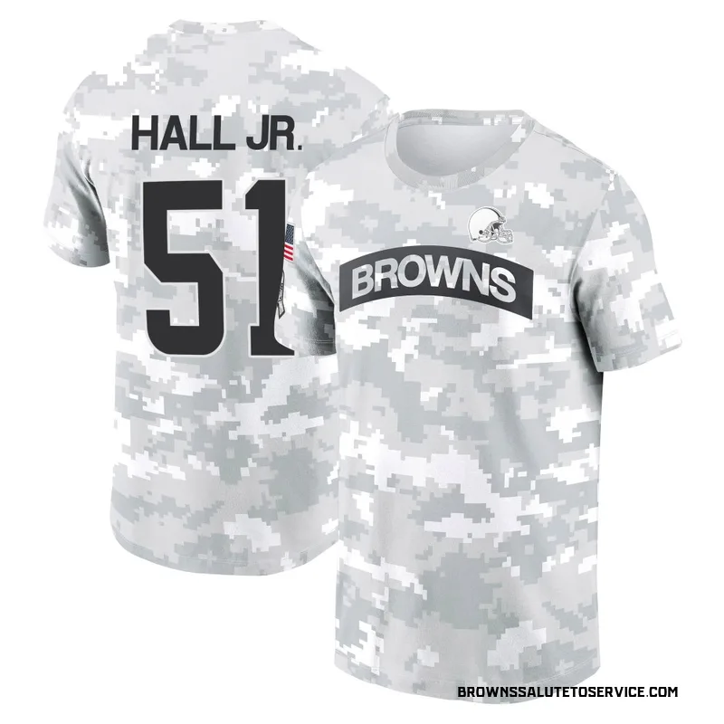 Youth Mike Hall Jr. Cleveland Browns Camo Arctic 2024 Salute to Service Performance T-Shirt