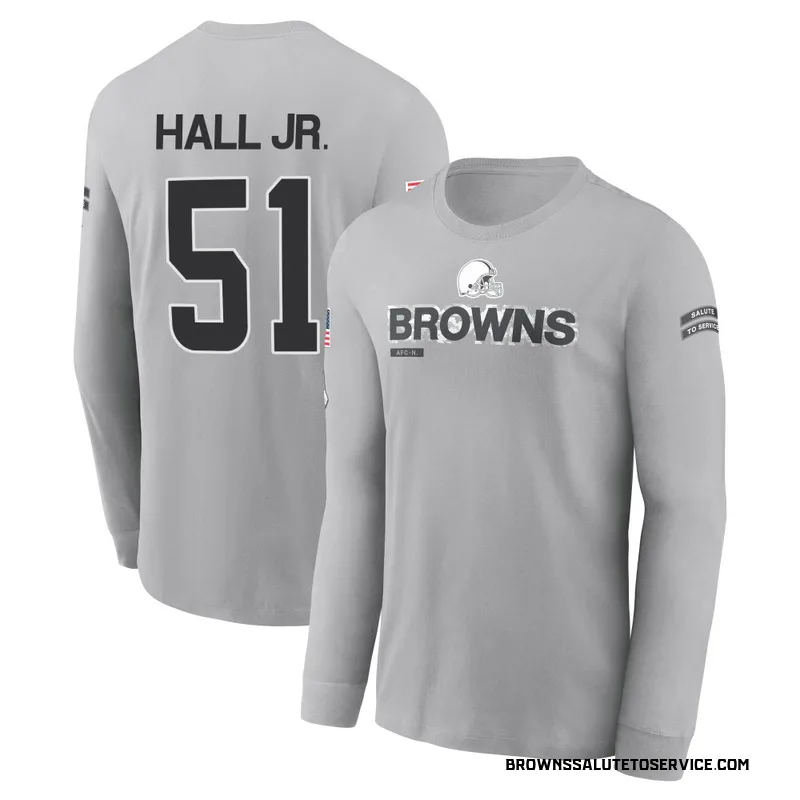 Youth Mike Hall Jr. Cleveland Browns Gray 2024 Salute to Service Long Sleeve T-Shirt