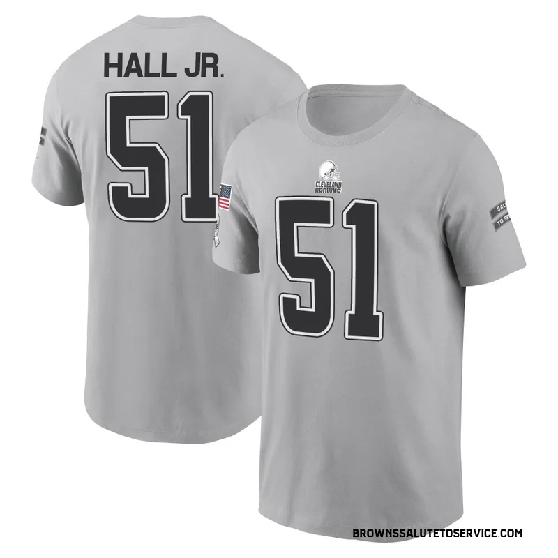 Youth Mike Hall Jr. Cleveland Browns Gray 2024 Salute to Service Name & Number T-Shirt
