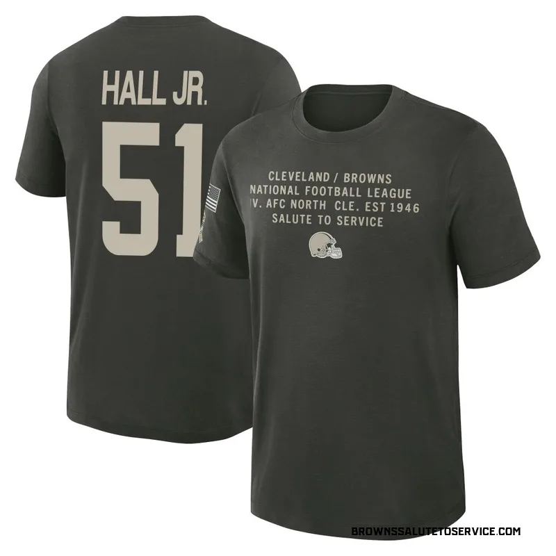 Youth Mike Hall Jr. Cleveland Browns Green Dark/ 2025 Salute to Service Sideline Slub T-Shirt