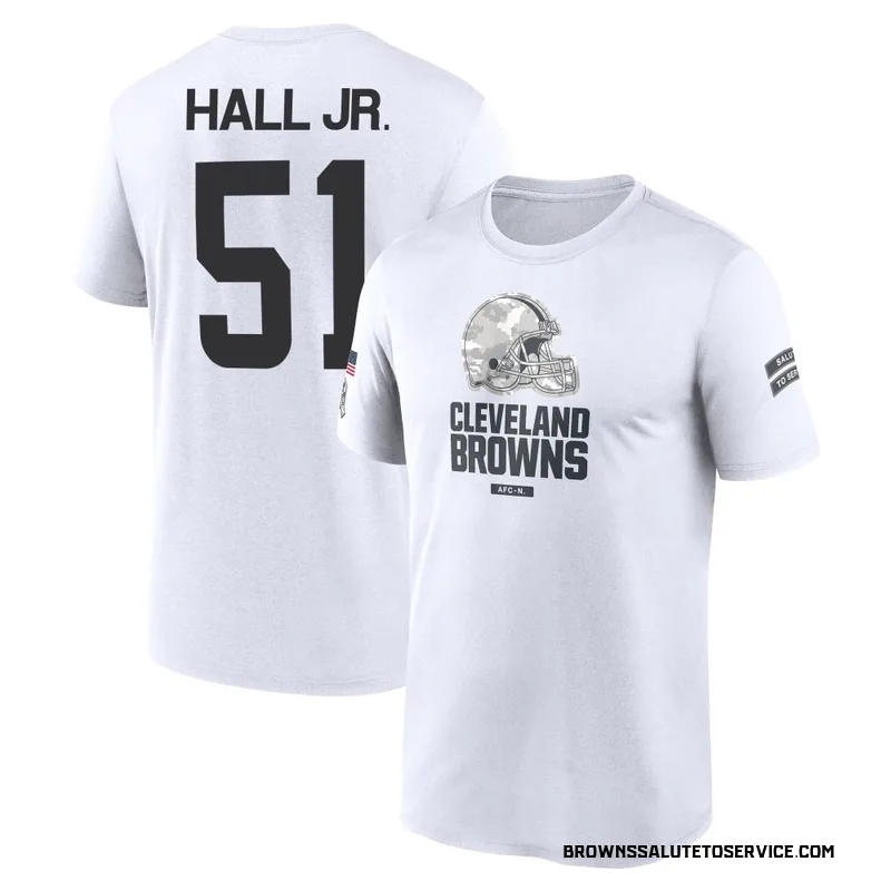 Youth Mike Hall Jr. Cleveland Browns Legend White 2024 Salute to Service Performance T-Shirt