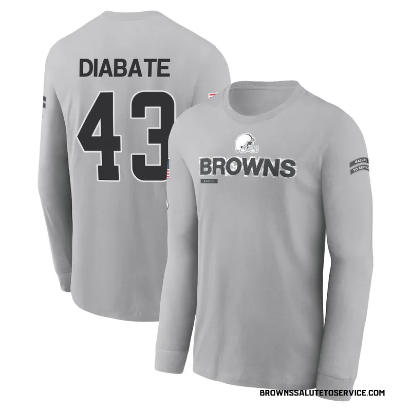 Youth Mohamoud Diabate Cleveland Browns Gray 2024 Salute to Service Long Sleeve T-Shirt