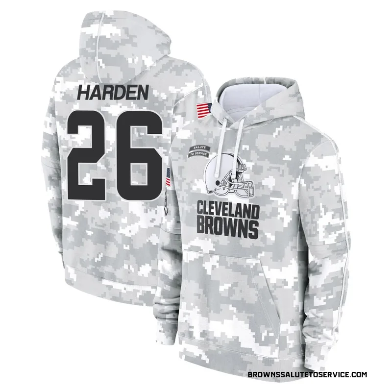 Youth Myles Harden Cleveland Browns Camo Arctic 2024 Salute to Service Club Fleece Pullover Hoodie