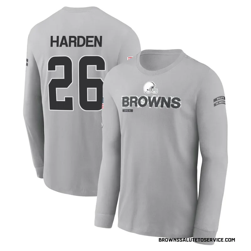 Youth Myles Harden Cleveland Browns Gray 2024 Salute to Service Long Sleeve T-Shirt