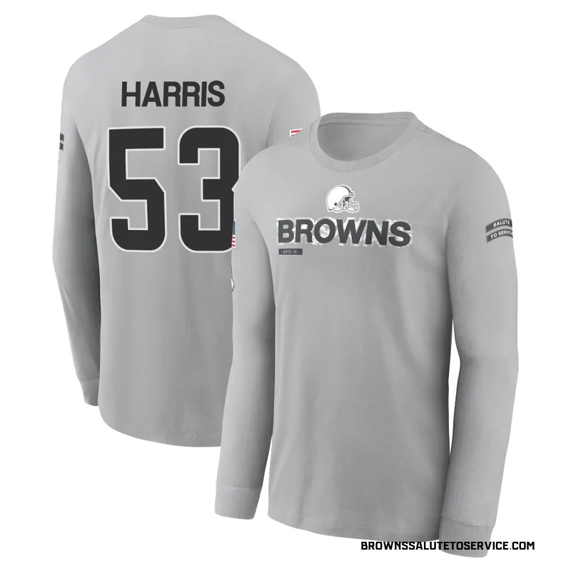 Youth Nick Harris Cleveland Browns Gray 2024 Salute to Service Long Sleeve T-Shirt
