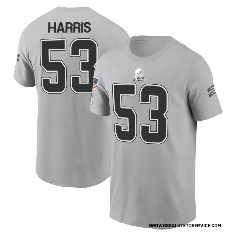 Youth Nick Harris Cleveland Browns Gray 2024 Salute to Service Name & Number T-Shirt