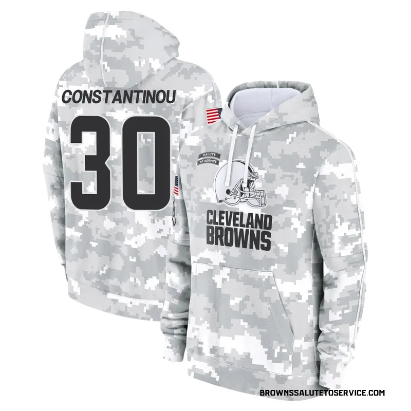 Youth Nik Constantinou Cleveland Browns Camo Arctic 2024 Salute to Service Club Fleece Pullover Hoodie
