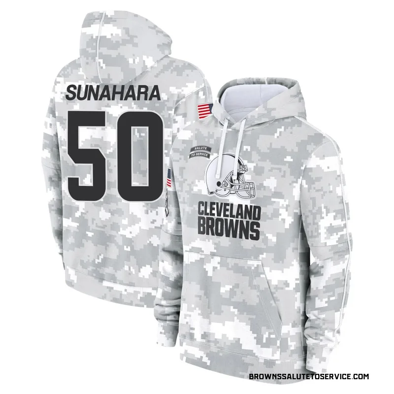 Youth Rex Sunahara Cleveland Browns Camo Arctic 2024 Salute to Service Club Fleece Pullover Hoodie
