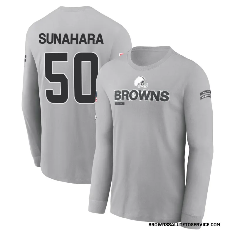 Youth Rex Sunahara Cleveland Browns Gray 2024 Salute to Service Long Sleeve T-Shirt