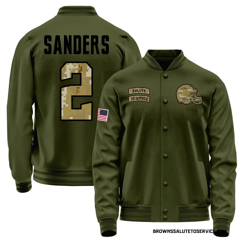 Youth Shedeur Sanders Cleveland Browns Olive Salute to Service Sideline Performance Jacket