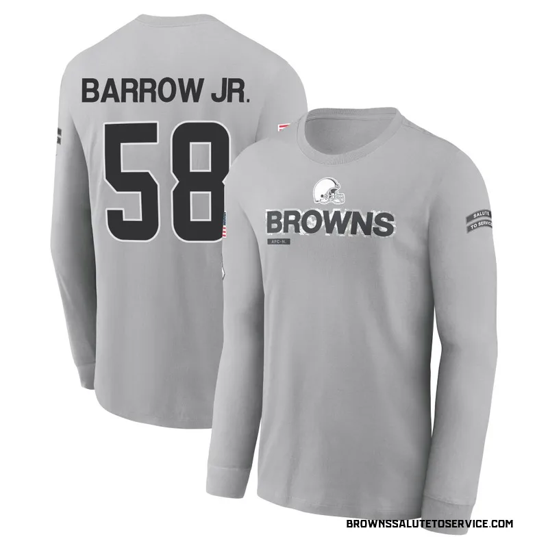 Youth Simeon Barrow Jr. Cleveland Browns Gray 2024 Salute to Service Long Sleeve T-Shirt