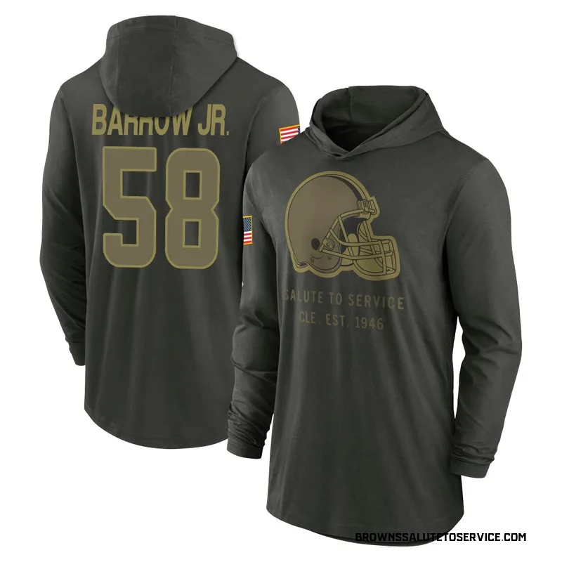 Youth Simeon Barrow Jr. Cleveland Browns Green Forest/ 2025 Salute to Service Sideline Lightweight Hooded Pullover Long Sleeve T
