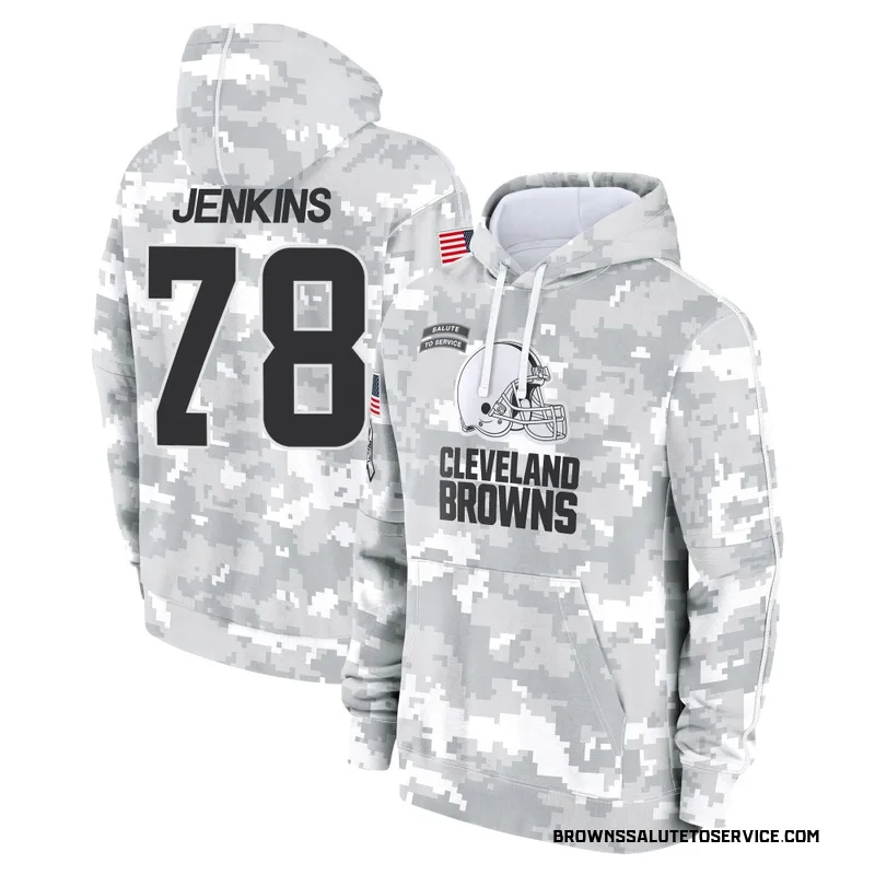 Youth Teven Jenkins Cleveland Browns Camo Arctic 2024 Salute to Service Club Fleece Pullover Hoodie
