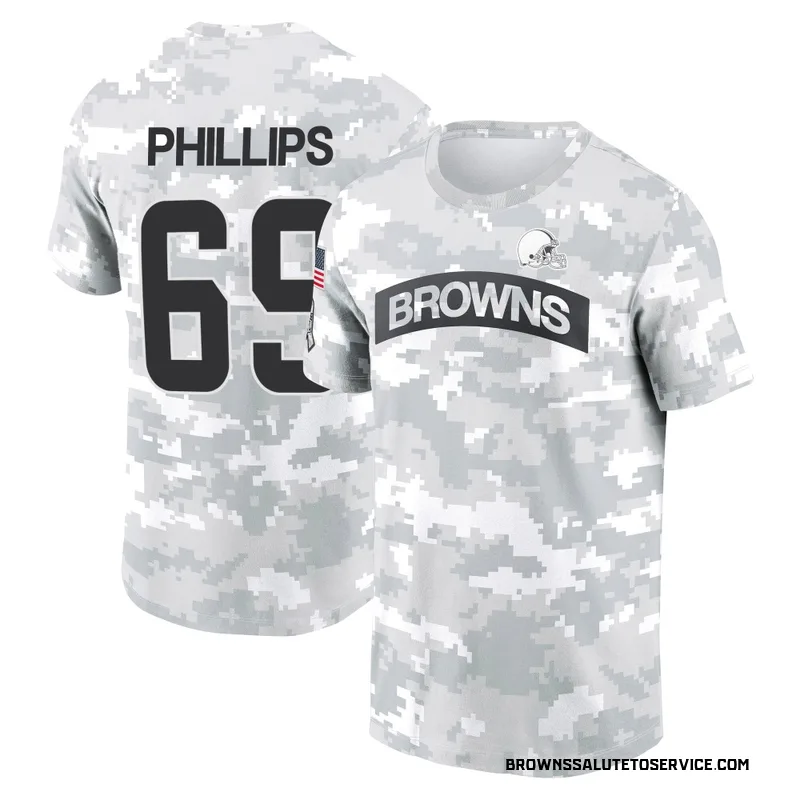 Youth Tyre Phillips Cleveland Browns Camo Arctic 2024 Salute to Service Performance T-Shirt