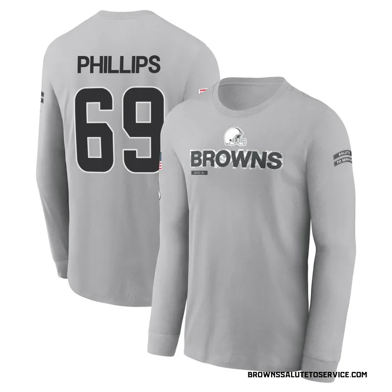 Youth Tyre Phillips Cleveland Browns Gray 2024 Salute to Service Long Sleeve T-Shirt