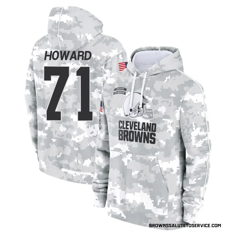 Youth Tytus Howard Cleveland Browns Camo Arctic 2024 Salute to Service Club Fleece Pullover Hoodie