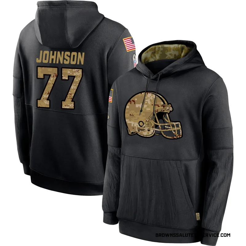Youth Zion Johnson Cleveland Browns Black 2020 Salute to Service Sideline Performance Pullover Hoodie